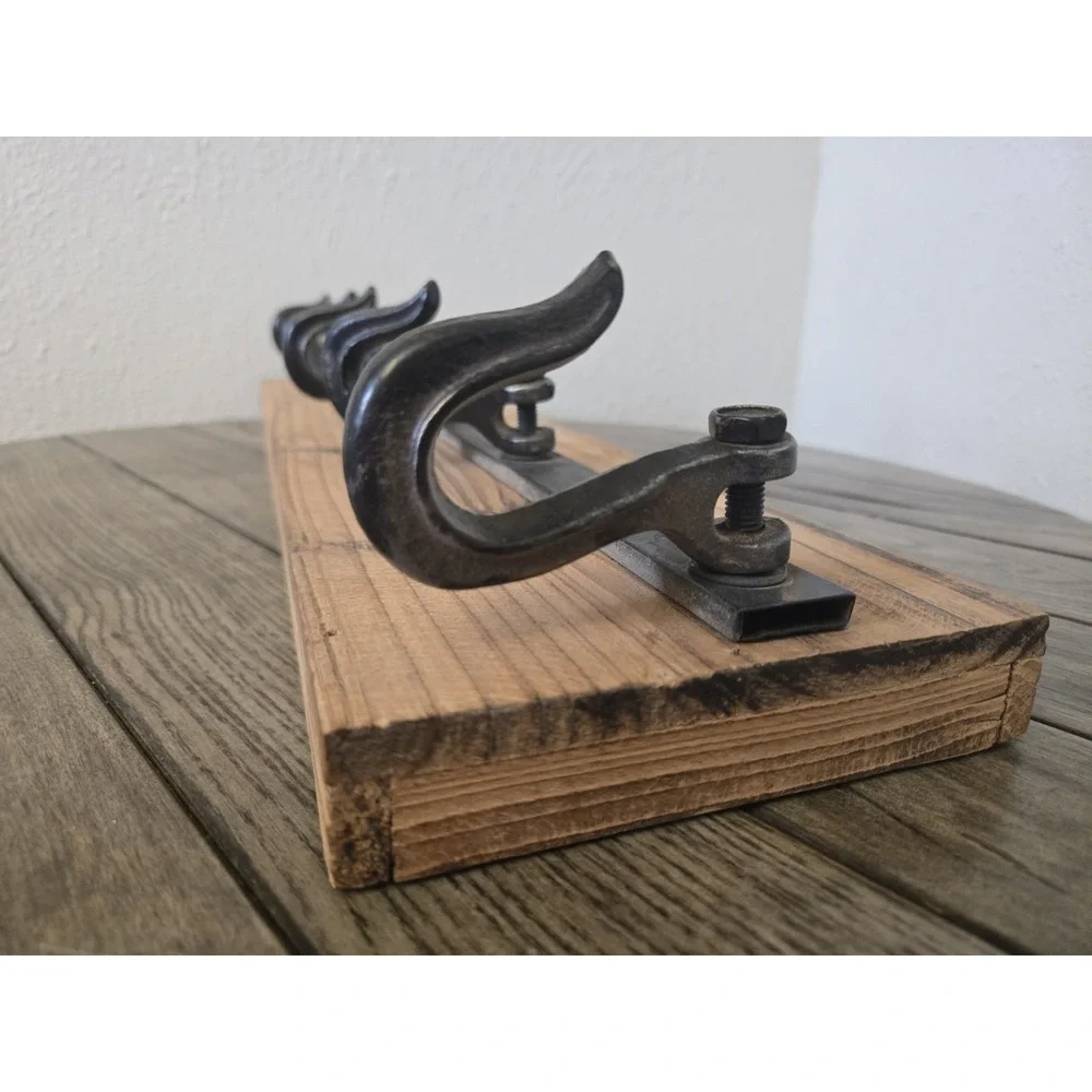 Rustic Farmhouse Wood 5 Hanger Wall Hook with Industrial Black Metal Hardware